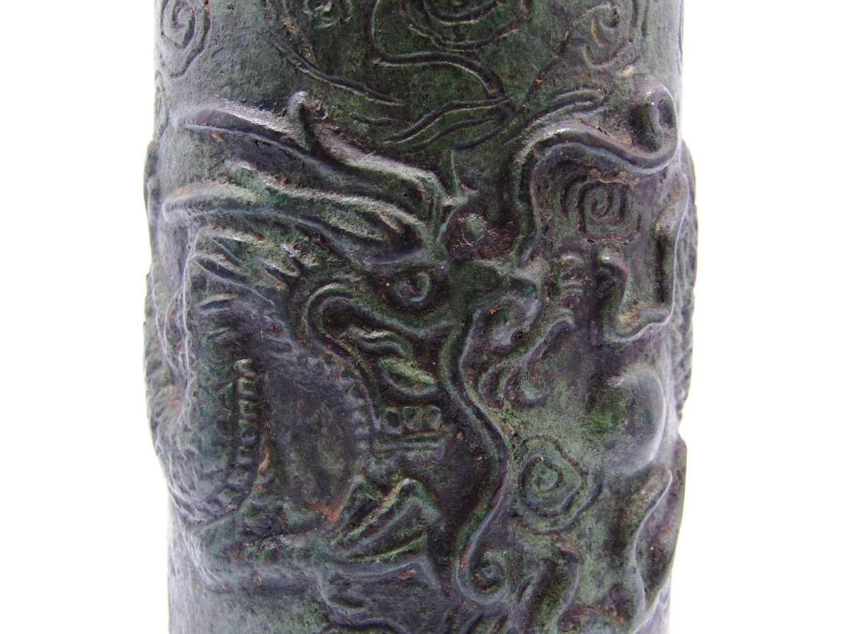 Vintage Oriental Ming Dynasty Style Bronze Brush Pot