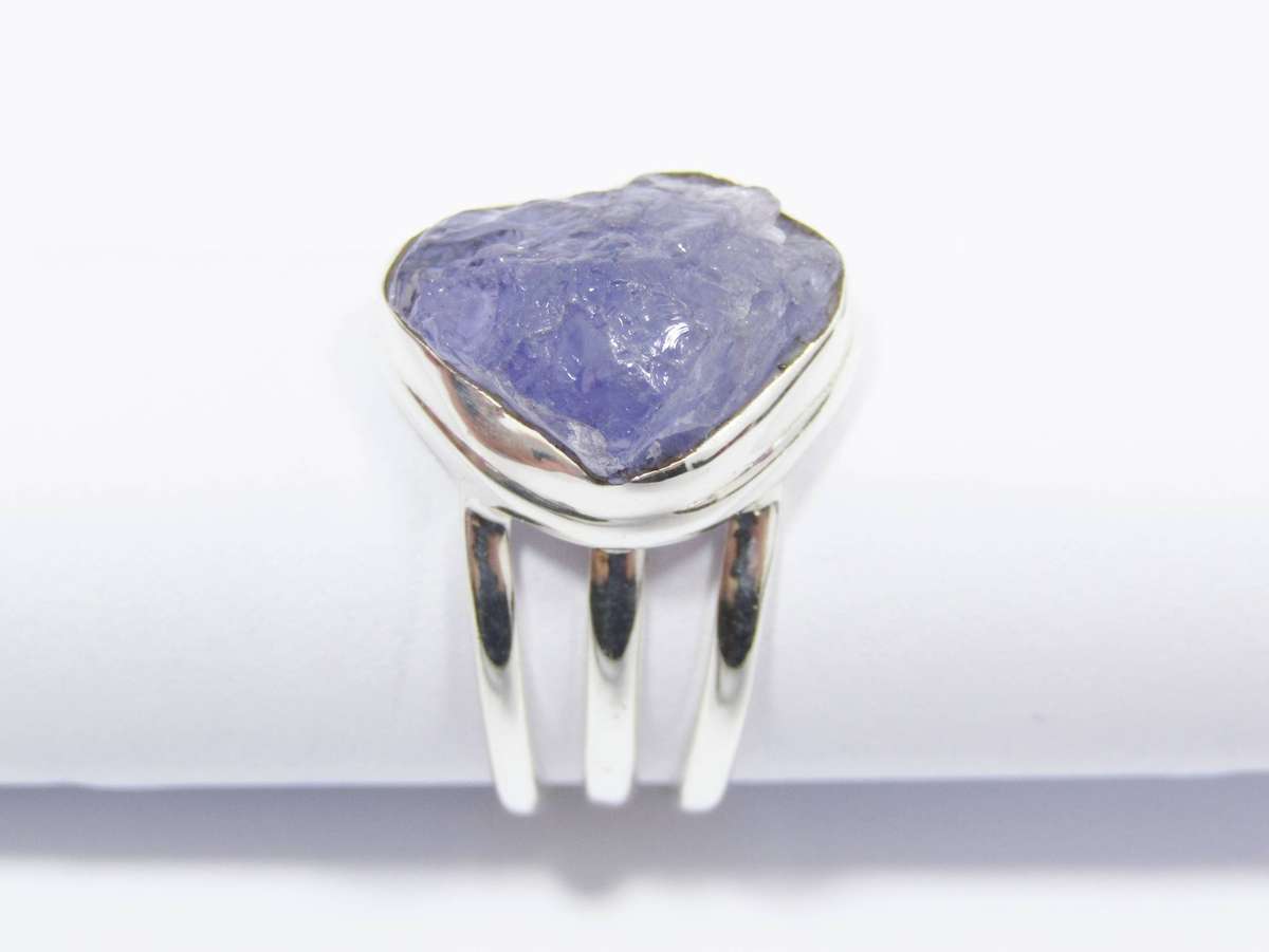 A Gorgeous Natural Raw Tanzanite Ring in Sterling Silver.