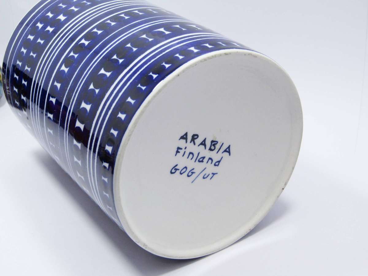 HUGE Vintage Arabia of Finland Blue & White Tankard
