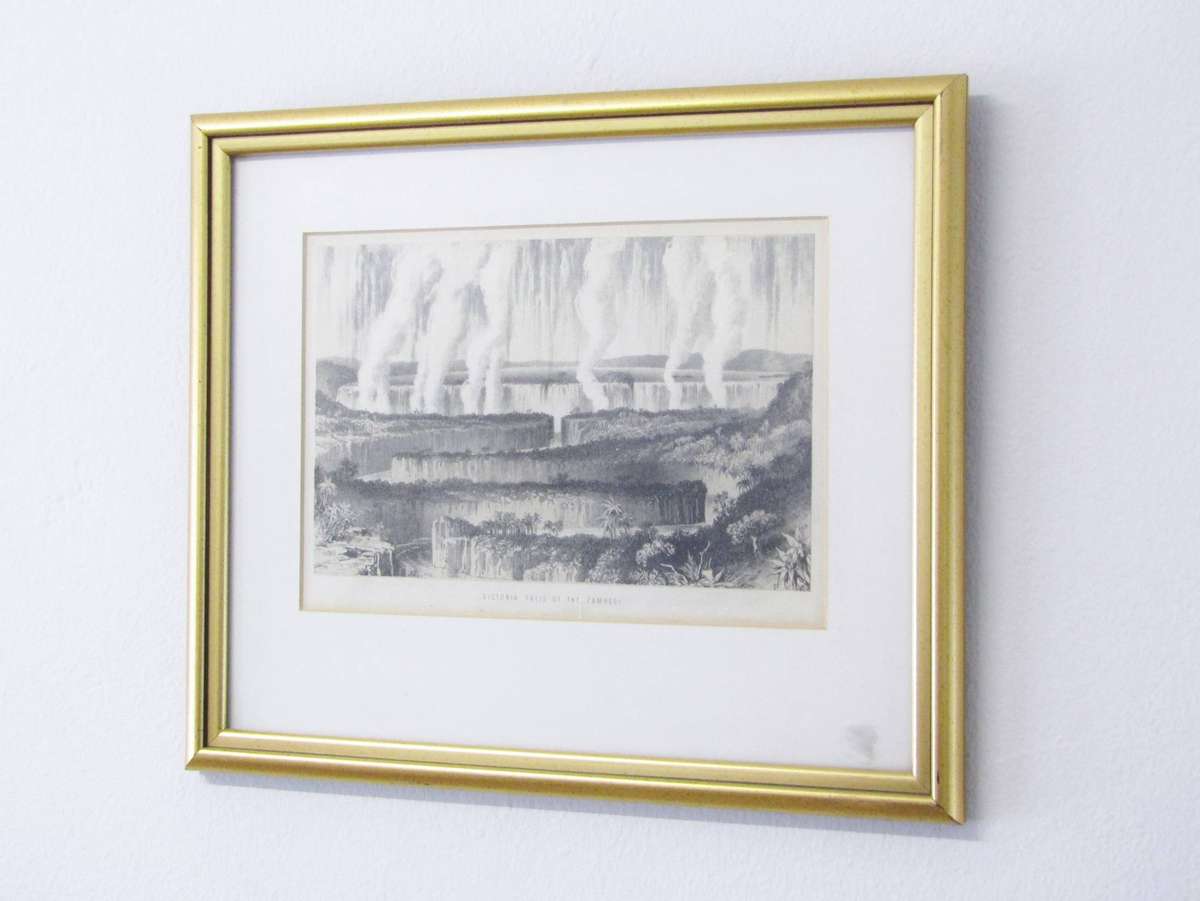 Beautiful Antique/Vintage Lithograph "Victoria Falls of the Zambesi"