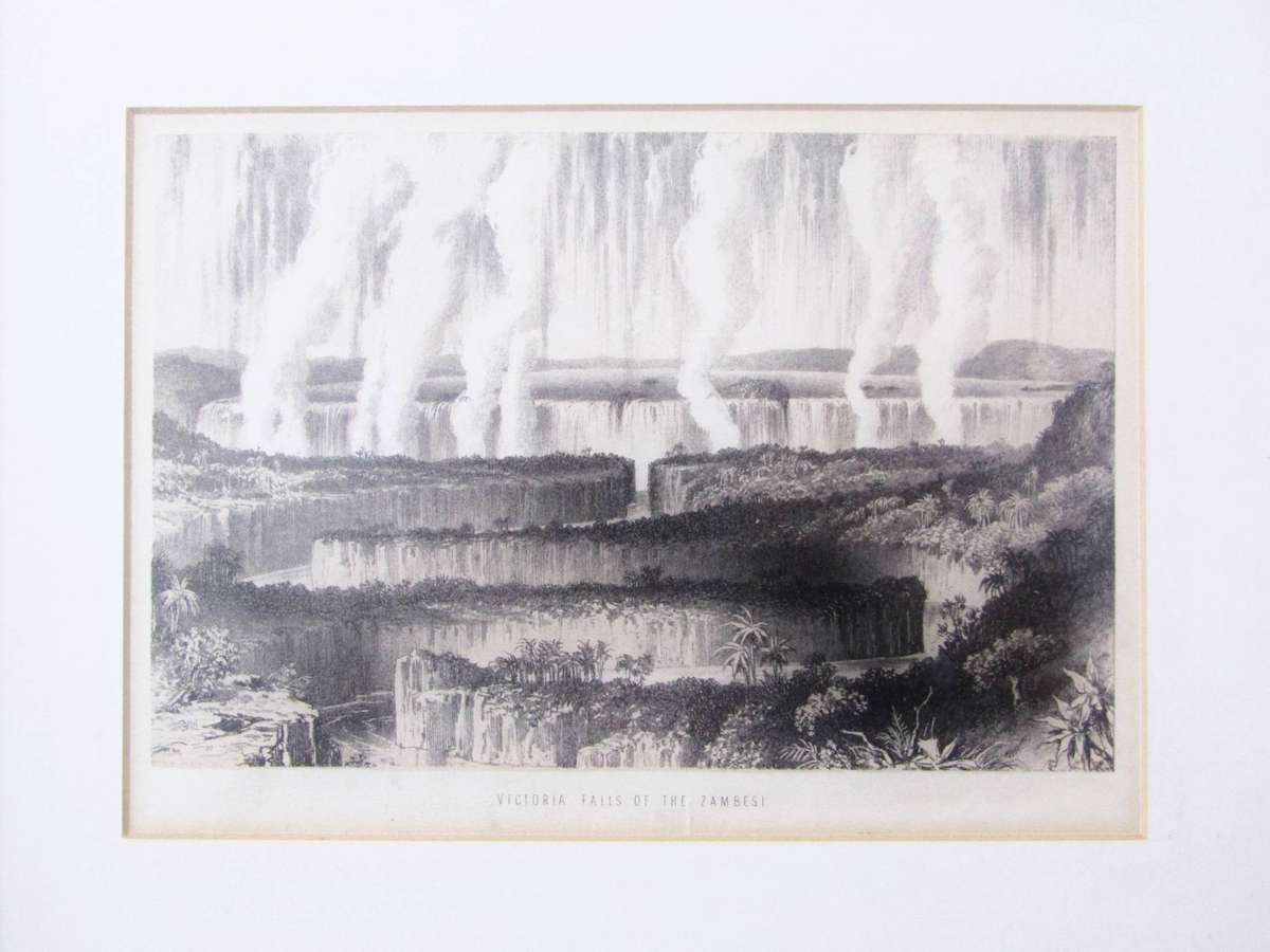 Beautiful Antique/Vintage Lithograph "Victoria Falls of the Zambesi"