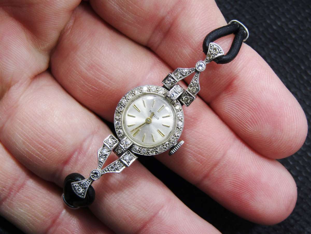 Stunning! Antique Platinum & Diamond Watch with Rolex Case