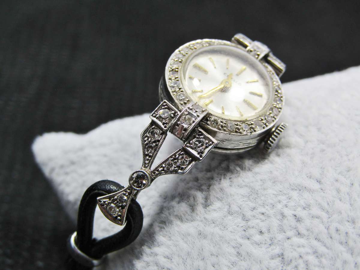 Stunning! Antique Platinum & Diamond Watch with Rolex Case