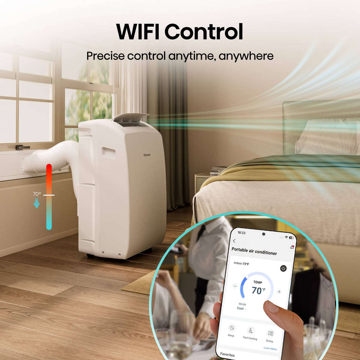 Hisense 12000 BTU Portable Air Conditioner | WiFi Controlled | Heat & Cool