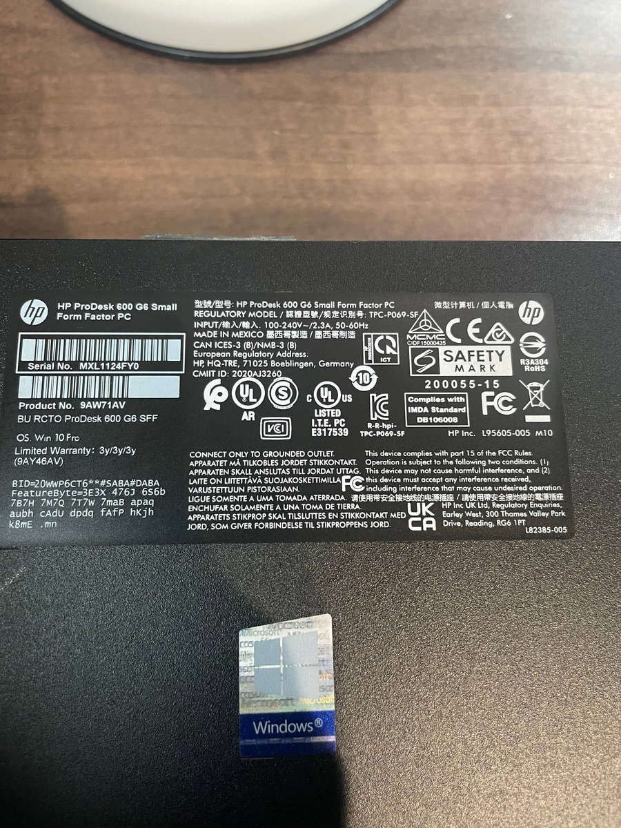 HP ProDesk 600 G6 SFF  Intel Core i7-10700 | 16GB RAM | 500GB SSD | Windows 11 Pro