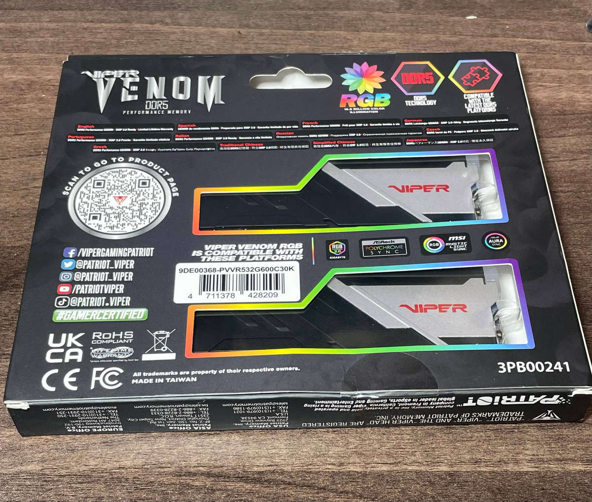 VIPER VENOM 32GB (2x16GB) DDR5 6000MT/s CL30 GAMING MEMORY KIT