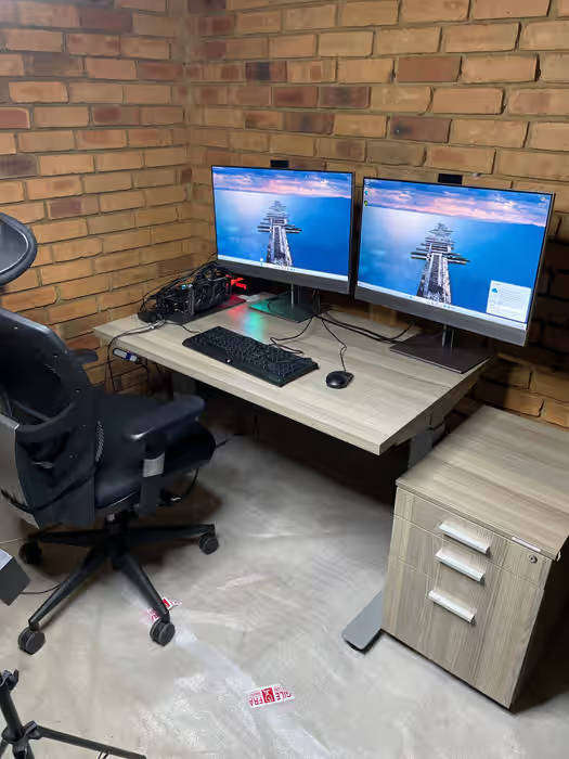 High-End Electric Standing Desk + Pedestal