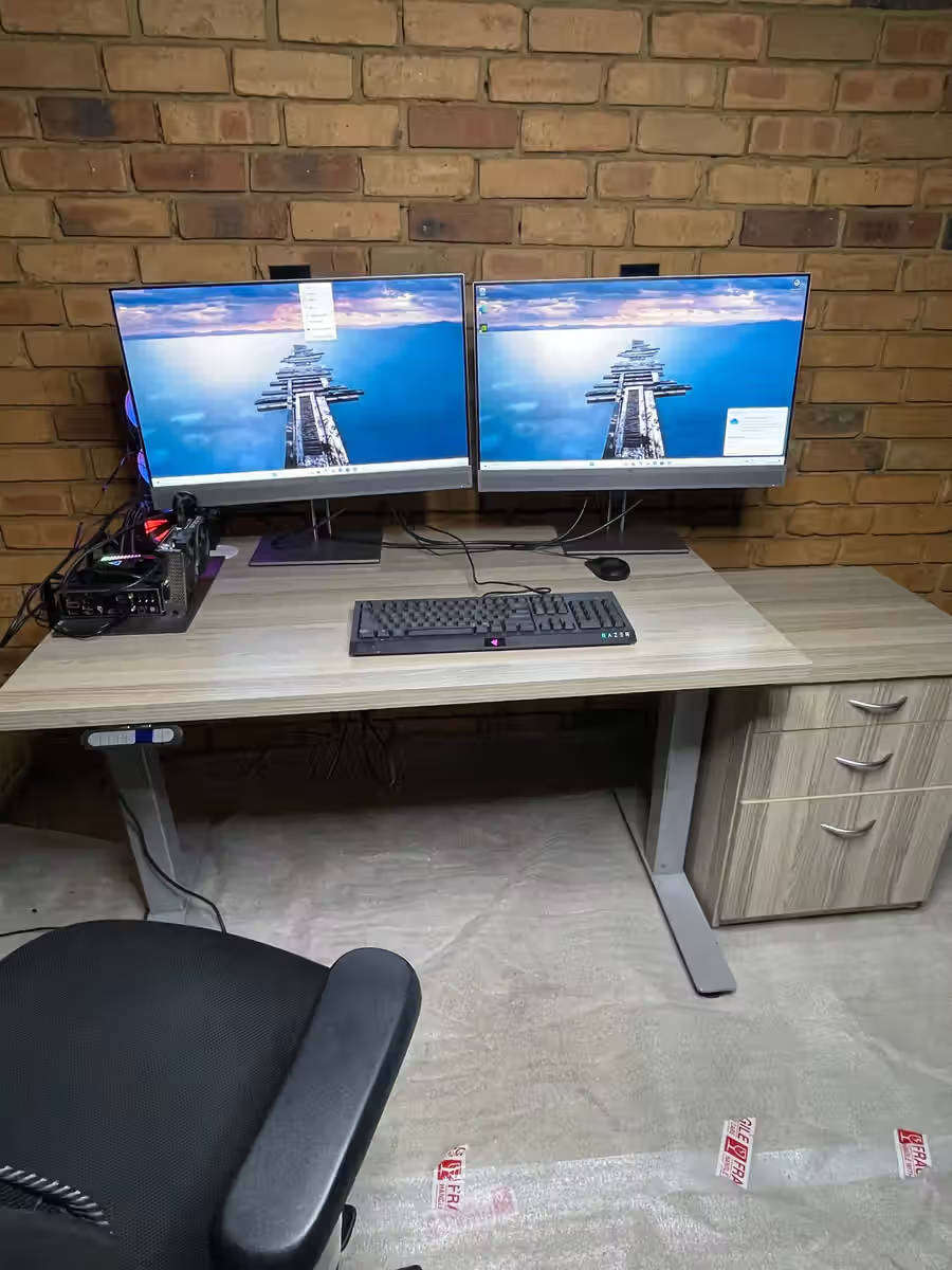 High-End Electric Standing Desk + Pedestal