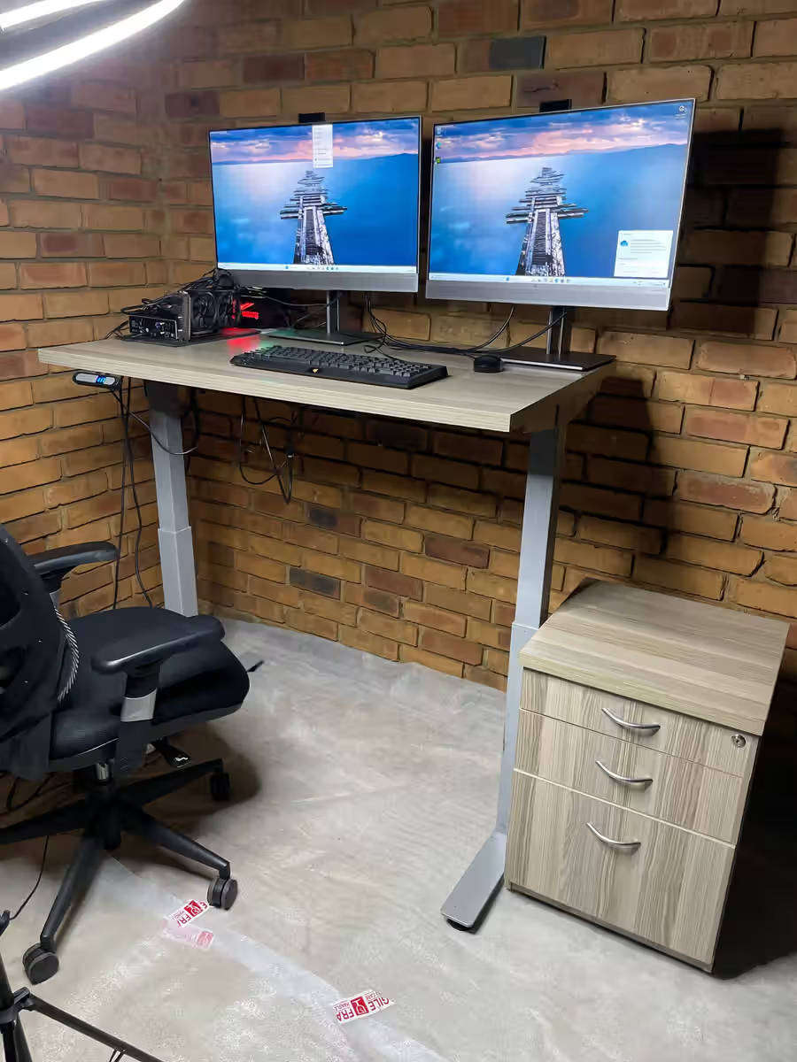 High-End Electric Standing Desk + Pedestal