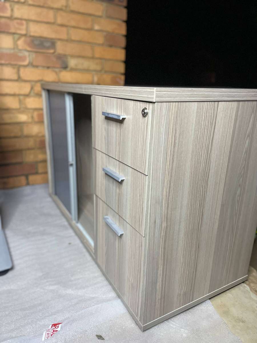 Premium Medium Electric Standing Desk with Credenza