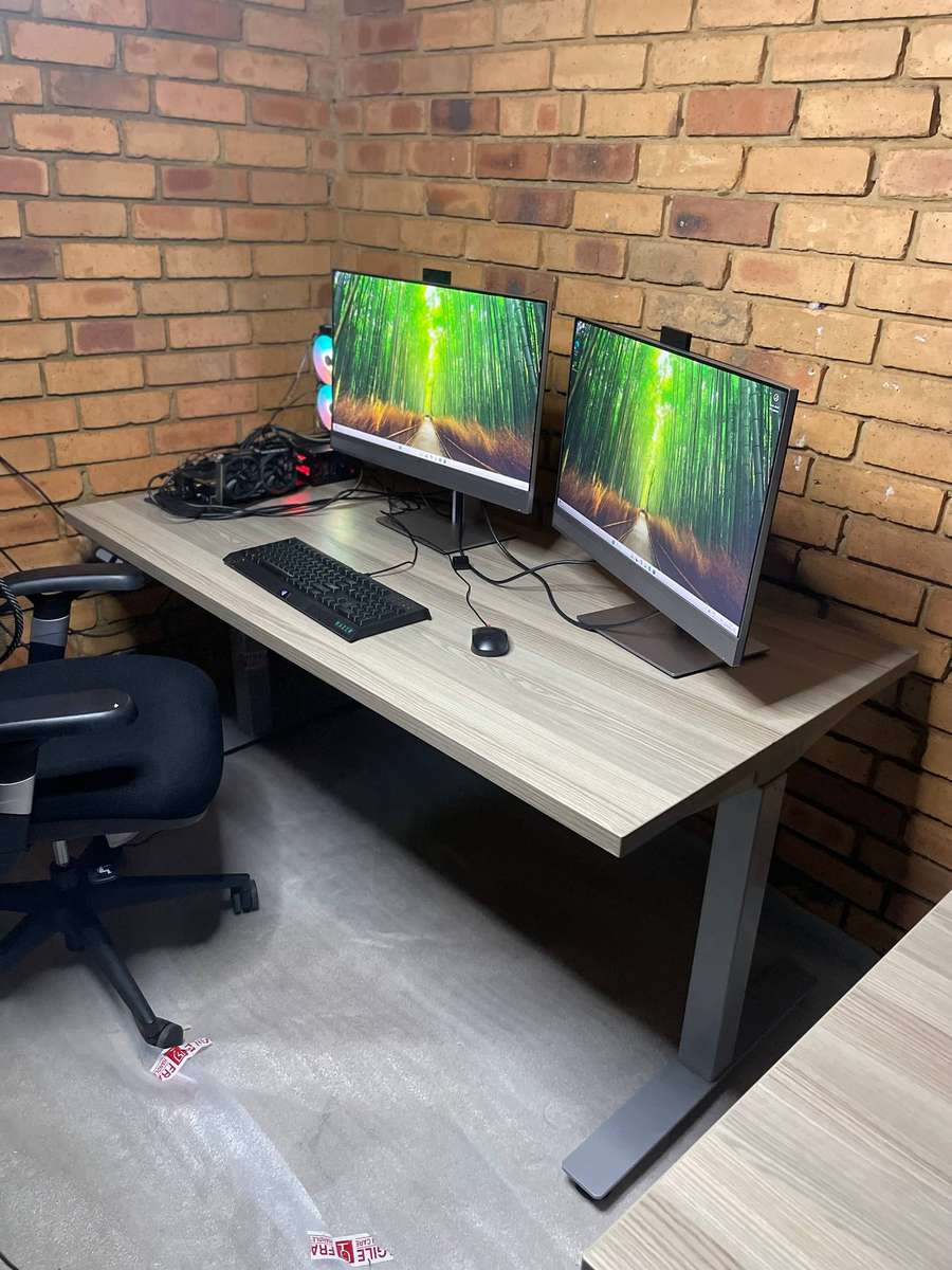 Premium Medium Electric Standing Desk with Credenza