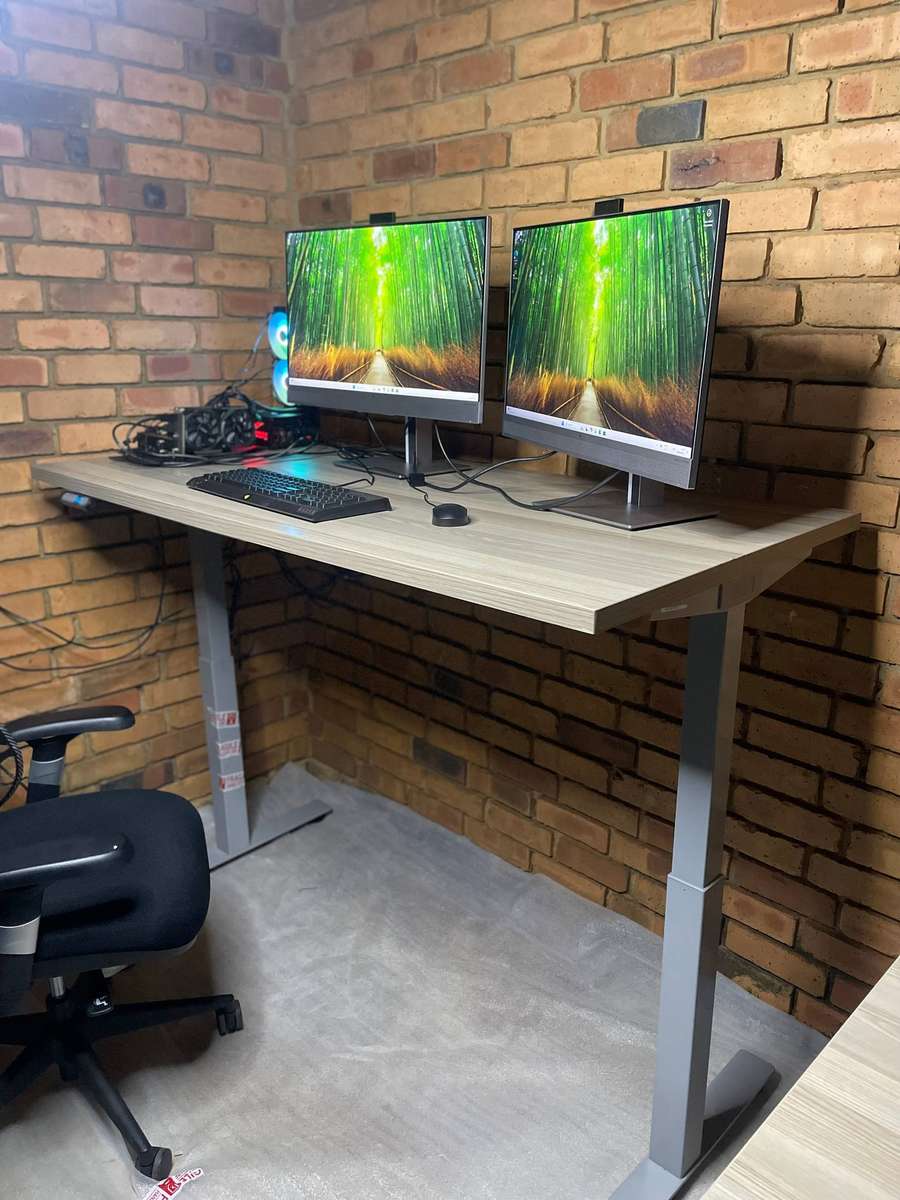 Premium Medium Electric Standing Desk with Credenza