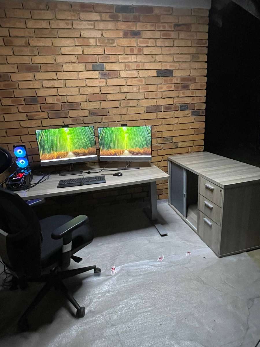 Premium Medium Electric Standing Desk with Credenza