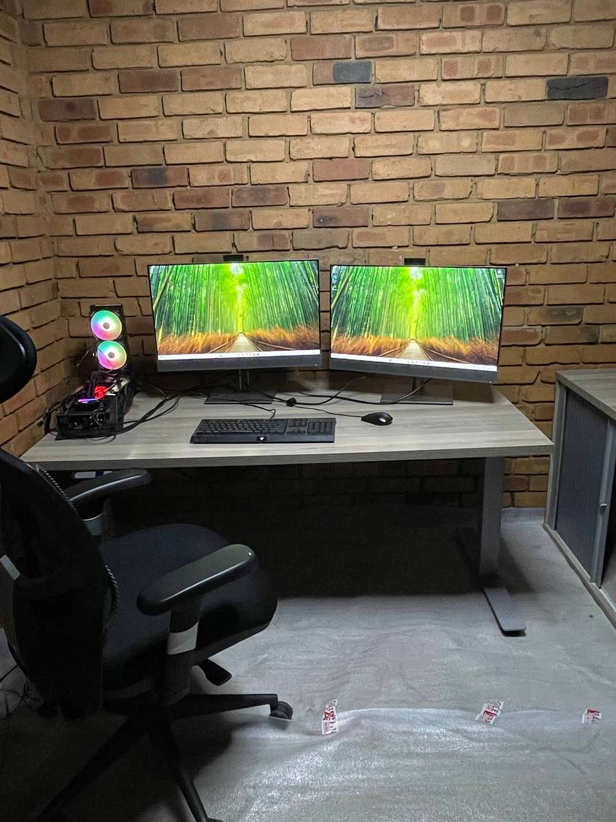 Premium Medium Electric Standing Desk with Credenza