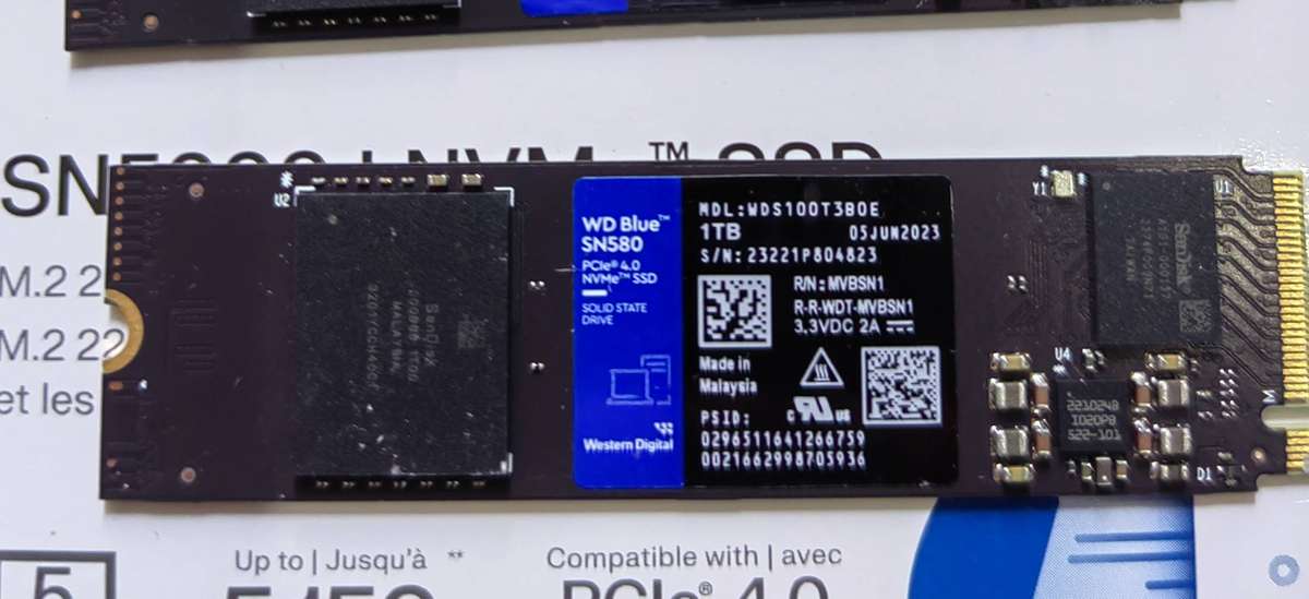 Gen 4 WD Blue SN580 NVMe 1TB SSD  (Second Hand)!