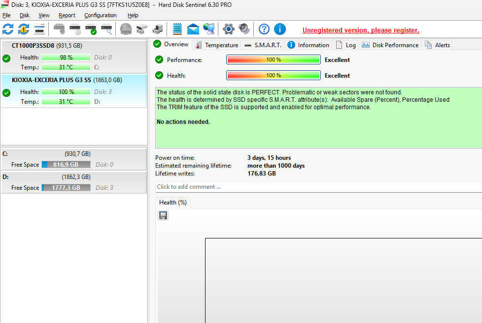 Kioxia Exceria Plus G3 2TB NVMe SSD  Excellent, like new Condition