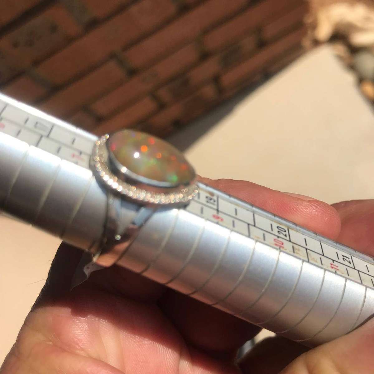 Genuine 4.2ct Ethiopian Opal Ring  Solid Silver Setting