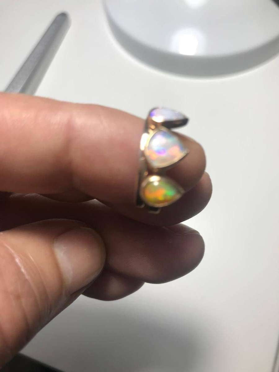 9ct Solid Gold Australian Opal Two-Piece Ring  Size 7½ (UK O½)