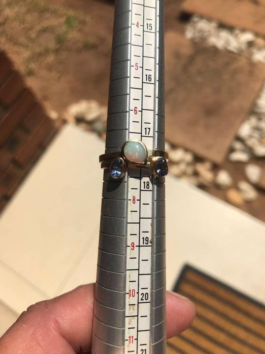 9ct Gold Two-Piece Ring  Australian Opal (0.4ct) & Tanzanite Accents (0.5ct TCW)