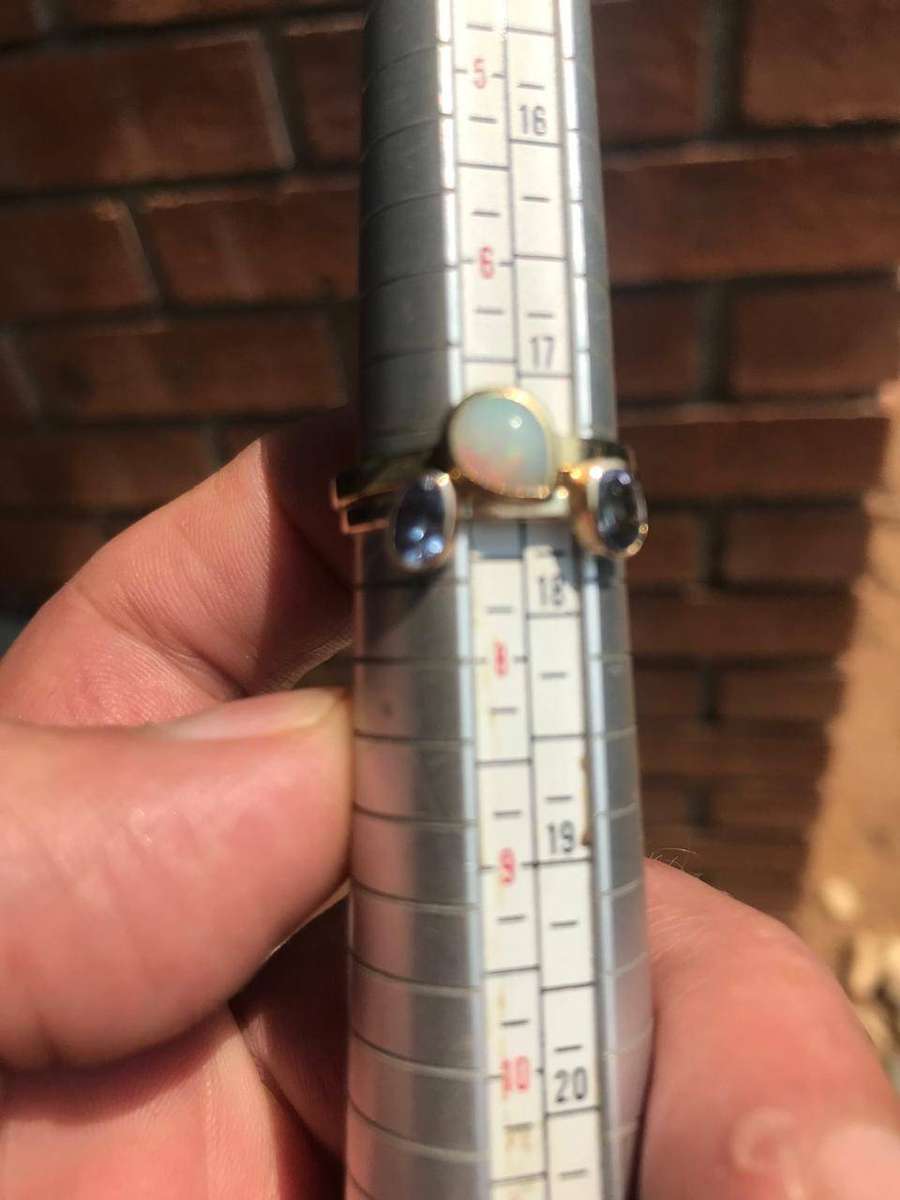 9ct Gold Two-Piece Ring  Australian Opal (0.4ct) & Tanzanite Accents (0.5ct TCW)