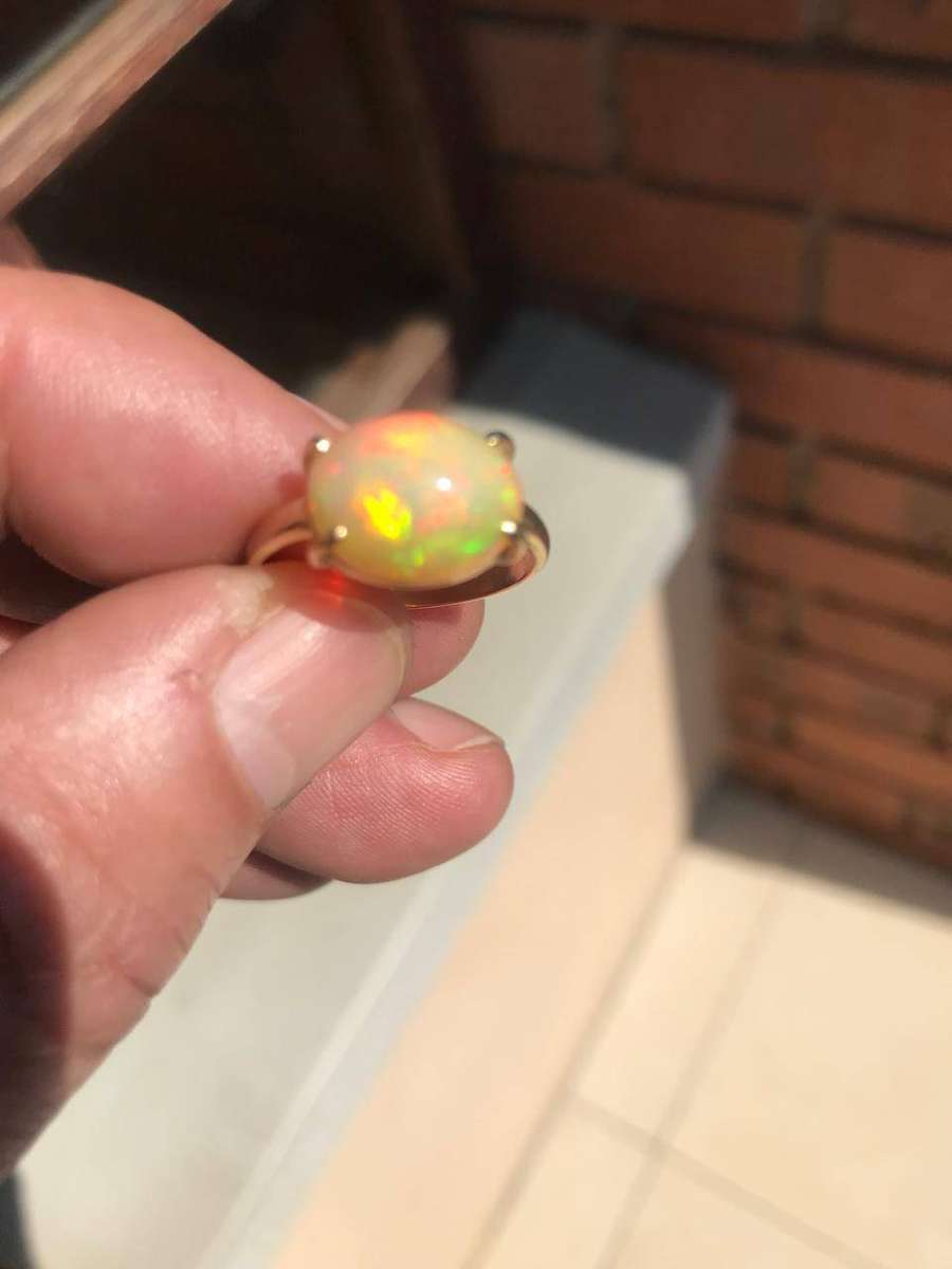 Ethiopian Opal 9ct Solid Gold Ring (Hand Crafted)