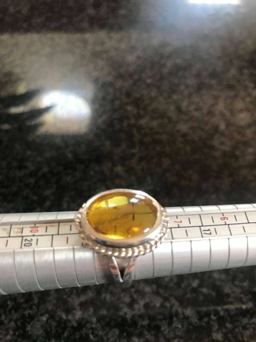 Baltic Amber Ring 925 Solid Silver Ring (Hand Crafted)