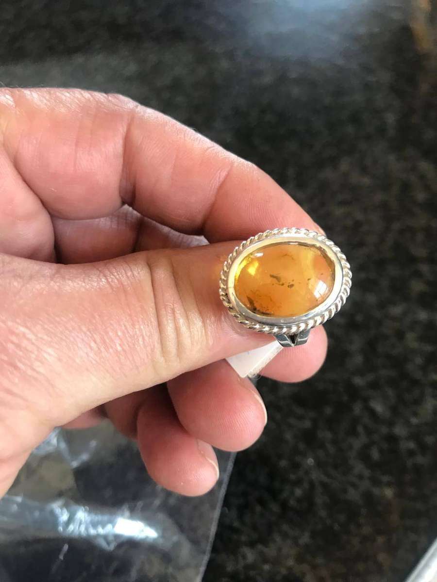 Baltic Amber Ring 925 Solid Silver Ring (Hand Crafted)