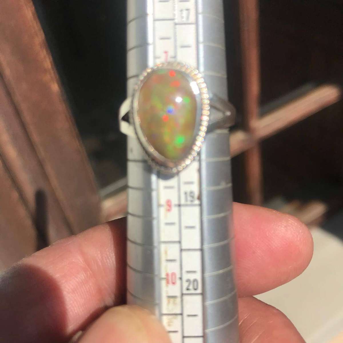 Genuine 4.2ct Ethiopian Opal Ring  Solid Silver Setting