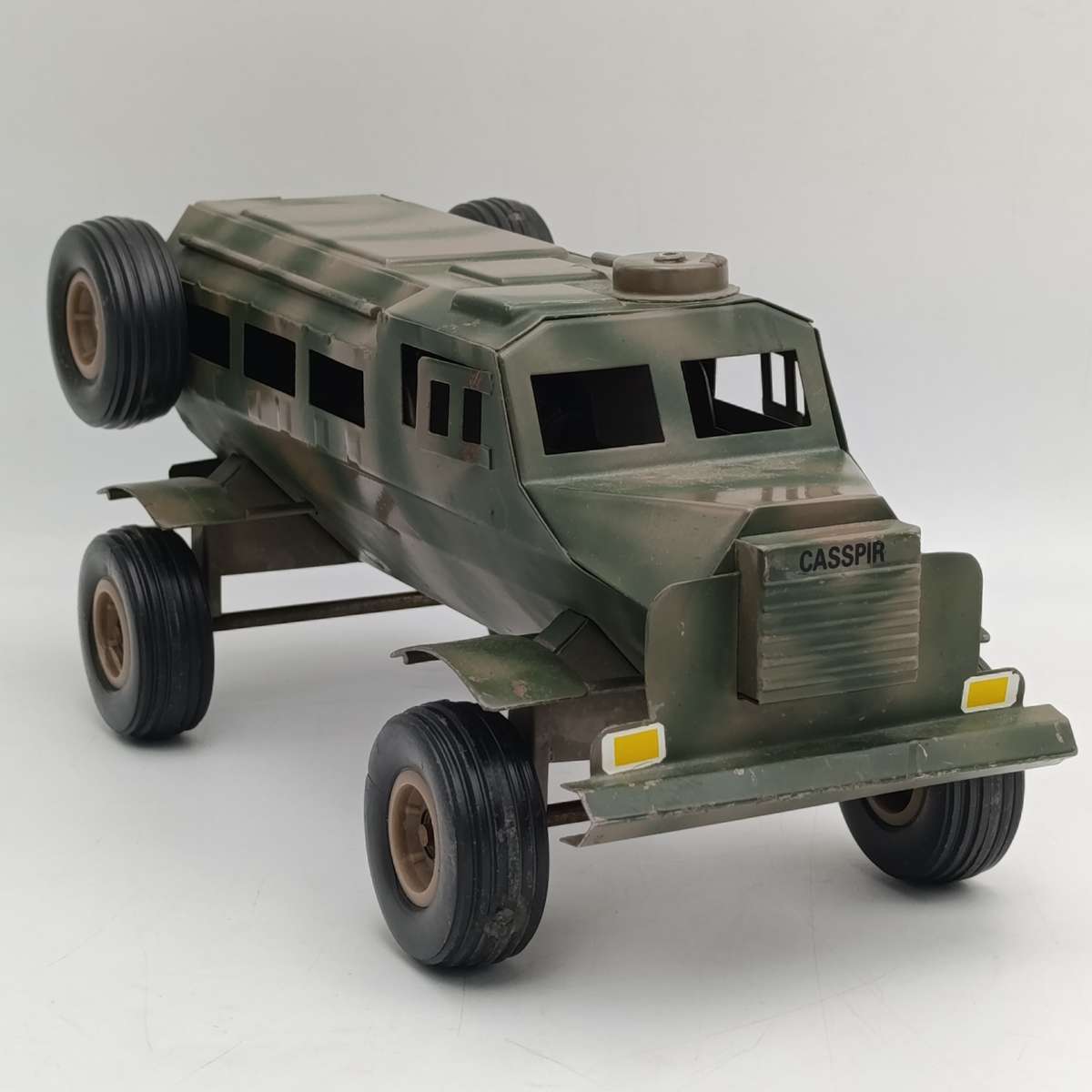 Vintage pressed steel camo SA Army Casspir military vehicle toy