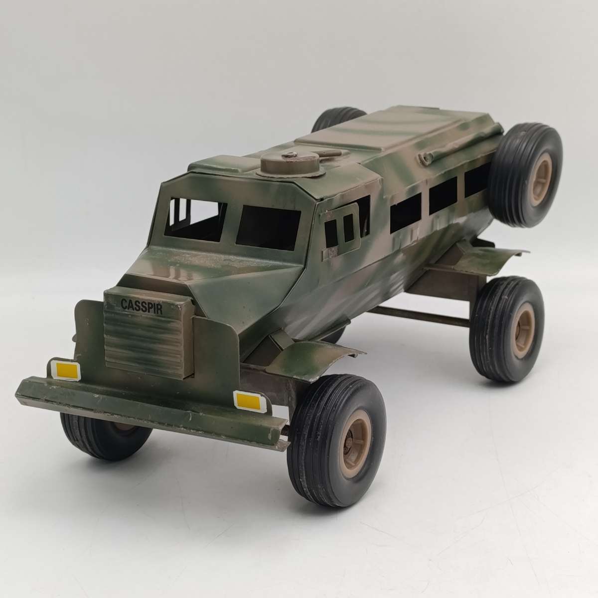 Vintage pressed steel camo SA Army Casspir military vehicle toy