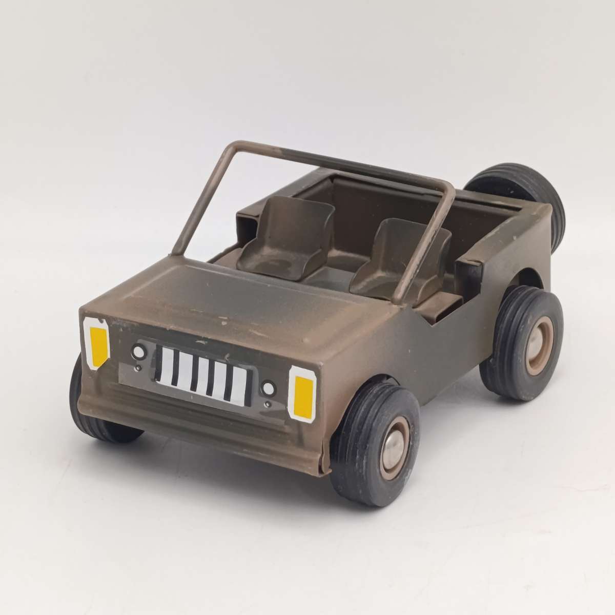 Vintage Pressed Steel Camo SA Army Jeep with trailer
