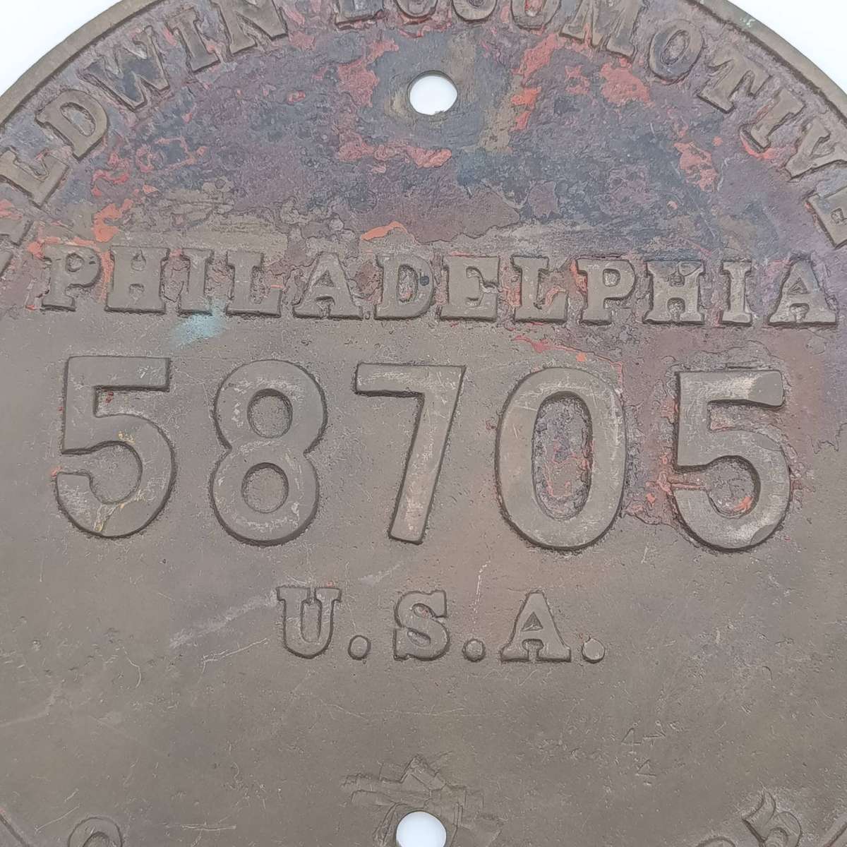 Antique The Baldwin Locomotive works Philadelphia #58705 metal plate - October 1925