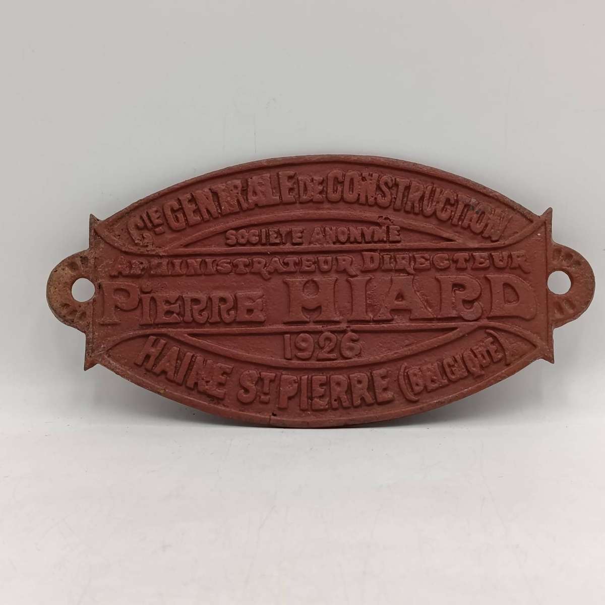 1926 Pierre Hiard construction metal makers plate