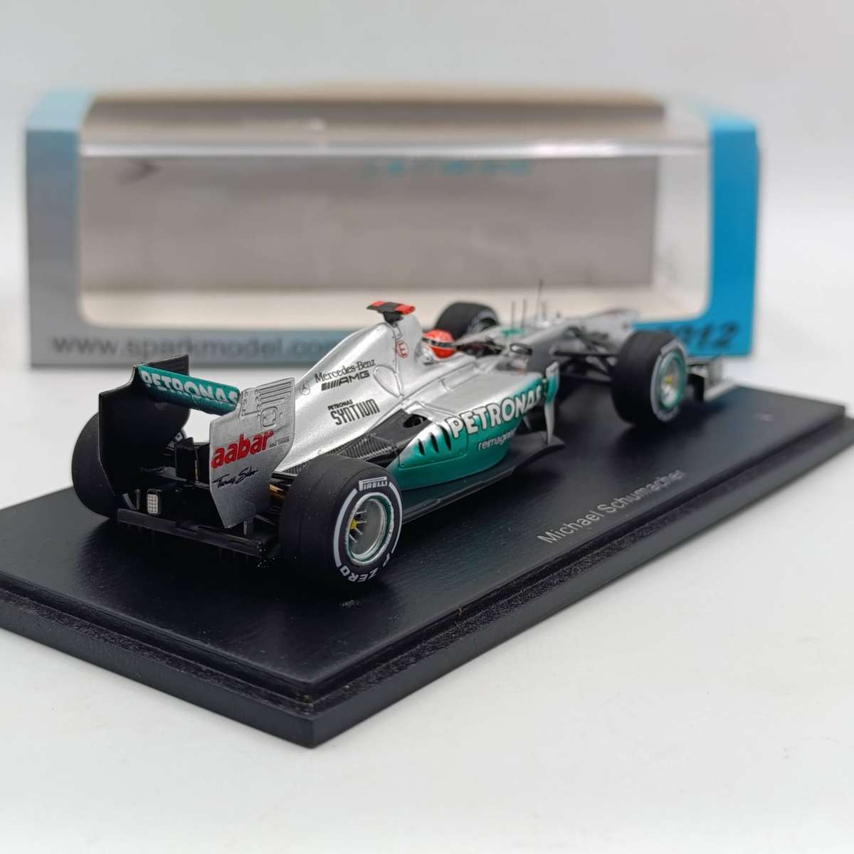Spark Mercedes AMG W03 Formula 1 Monaco GP 2012 race car model - Michael Schumacher - scale 1/43