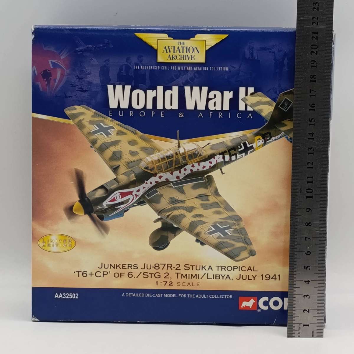 Corgi WW2 Junkers JU-87-R2 Stuka tropical die-cast model plane in box - scale 1/72