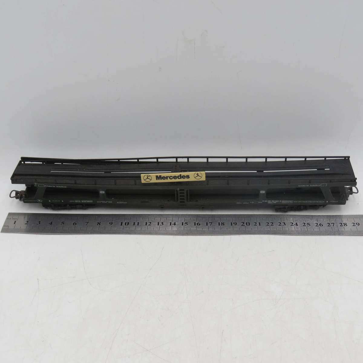 Lima Deutsces Bahn Mercedes car transporter with tinplate racing cars - HO Scale