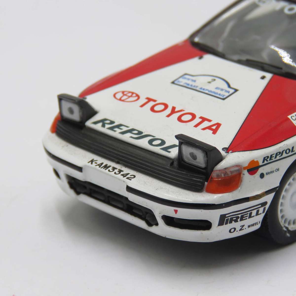Toyota Celica #2 die-cast rally model car - scale 1/43 - mirror missing