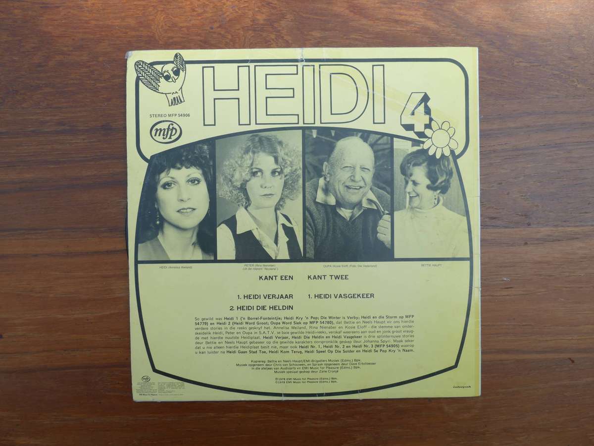 Vintage childrens Afrikaans vinyl LP record HEIDI NOMMER VIER 1978