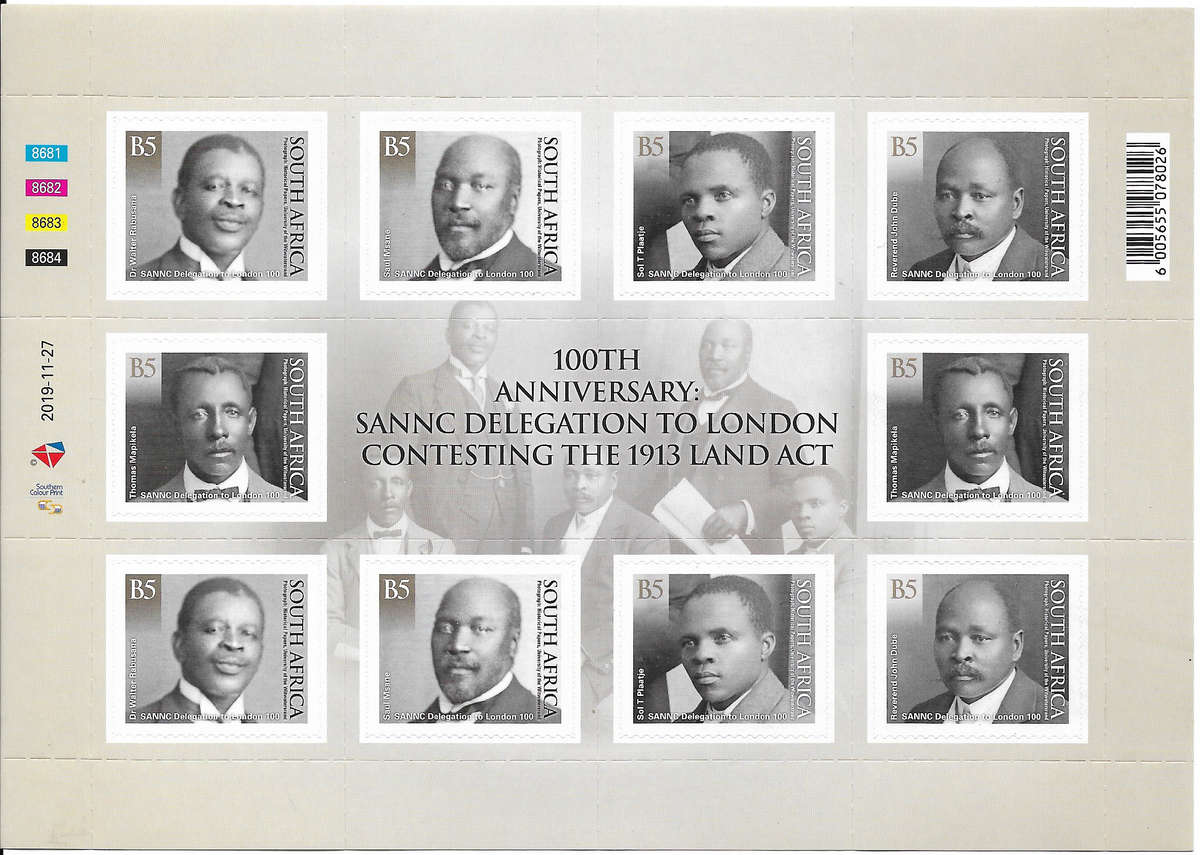 RSA 2020 100th Anniversary SANNC Delegation to London, sheetlet, MNH, CV R 650.00