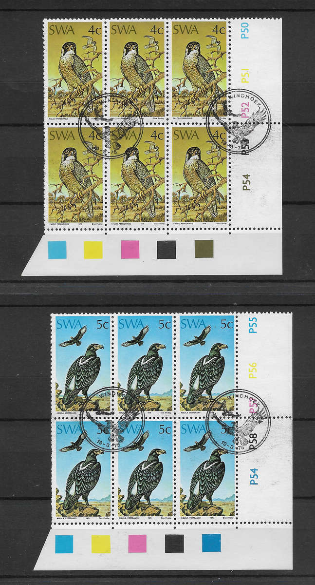 SWA Birds 12 Control blocks 1974-1975. CTO cancelled - SACC269-272 + 279-282 - BIRD Thematic