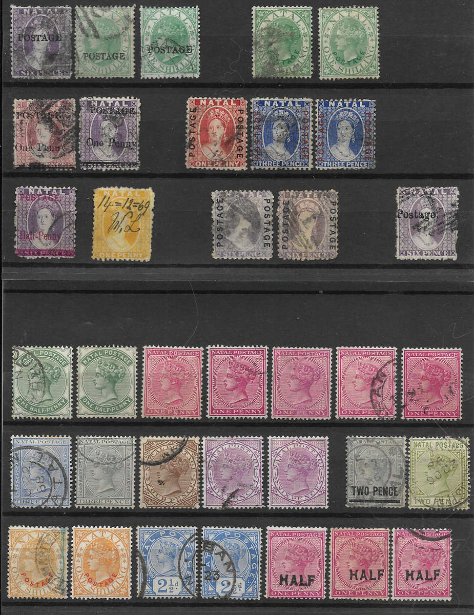 NATAL Chalon & QV 1869-1895 Mostly Fine Used some Mint - HIGH VALUE - CV R12,950