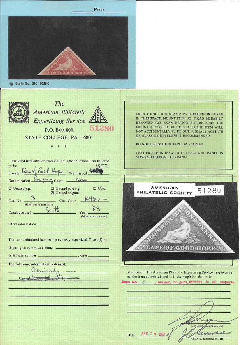 Cape of Good Hope SACC5b 1d DEEP ROSE - APS Certified - 3 Margin - Great Unused MNG - CV R50000