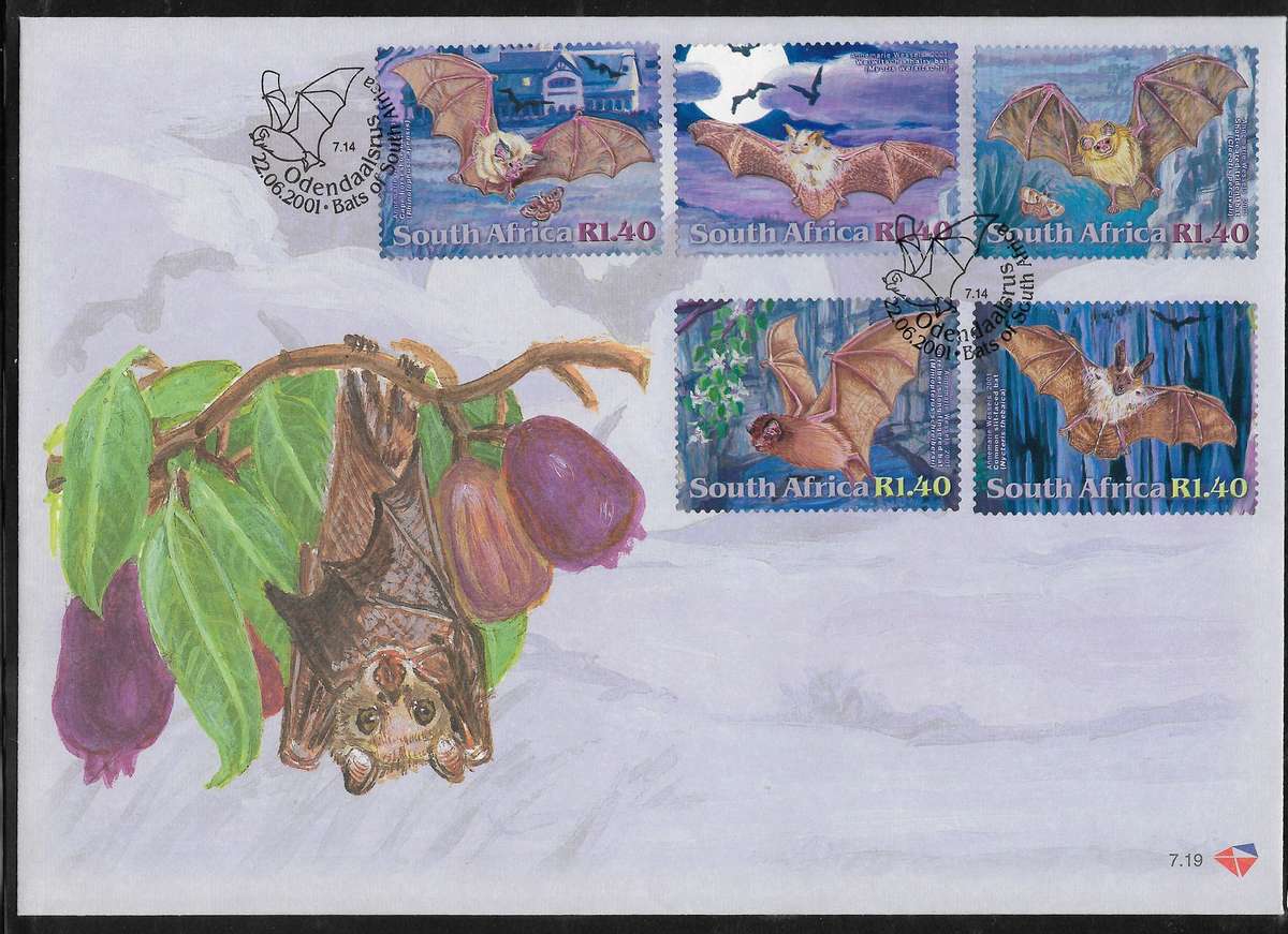 2x Large RSA FDC 7.19 + 7.20 2001 Bats of South Africa