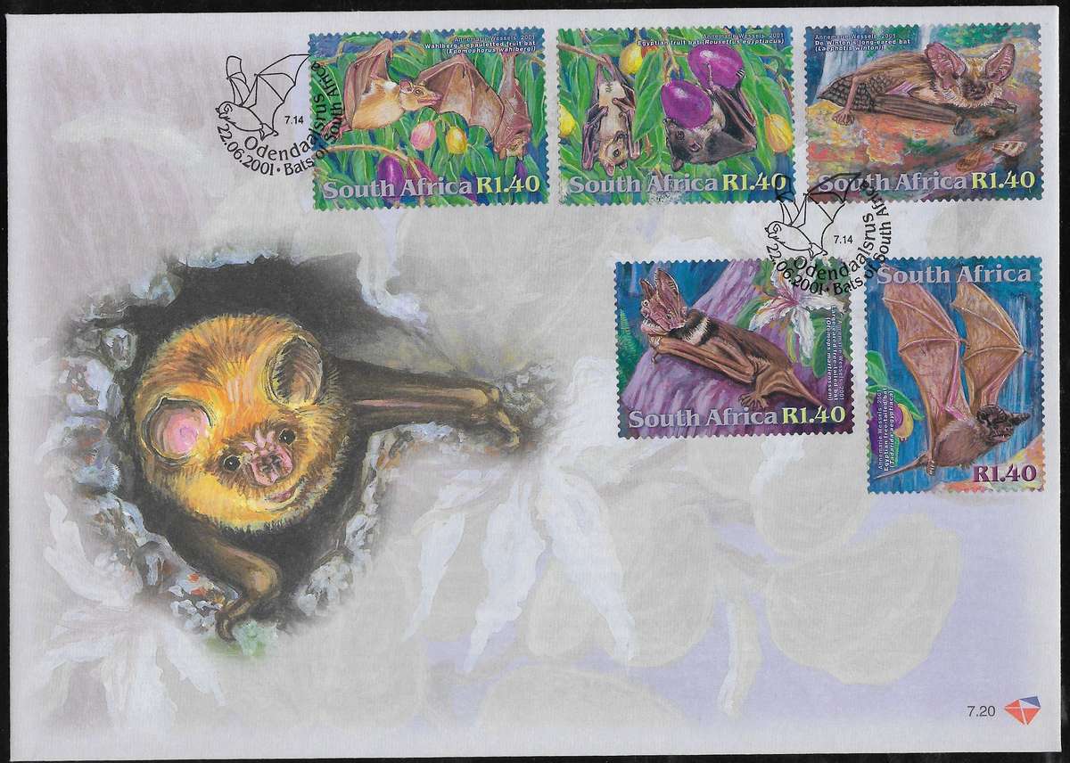 2x Large RSA FDC 7.19 + 7.20 2001 Bats of South Africa