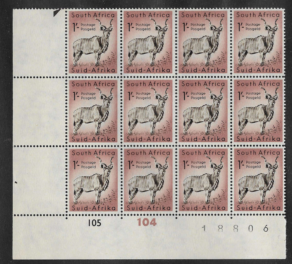 Union SACC174 1959 Def Issue - Stunning MNH Control block of 12 wmk Sideways COA - CV R3100
