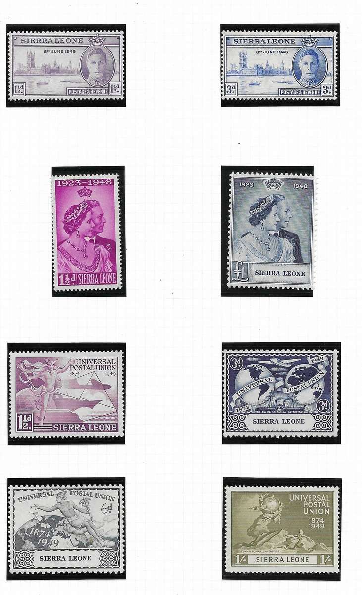 Sierra Leone on Album Page - UPU, Victory Issue & RSW MH