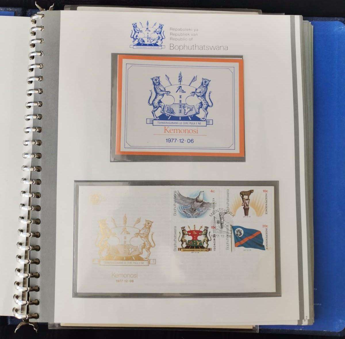 Bophuthatswana album official issue, FDCs, control blocks and stamps - neatly put together