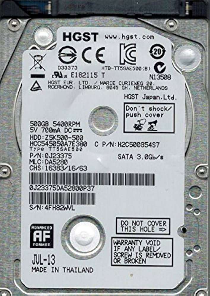 HGST  500GB HDD 5400RPM - Thin Laptop Hard Drive Disk 98%