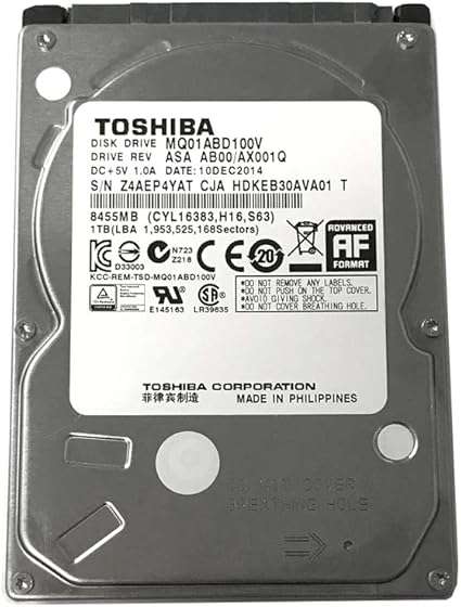 Toshiba 2.5 HDD 1TB - Thin Laptop Hard Drive Disk
