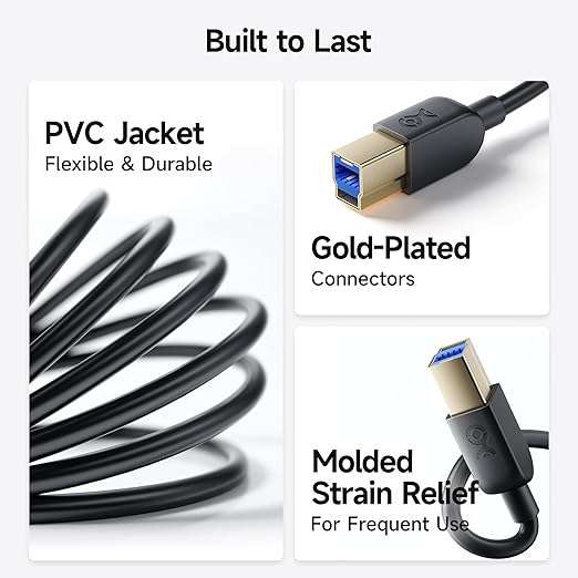 Cable Matters 5Gbps USB 3.0 Cable - 3ft, Short USB A to B Cable, USB3 Cord with Type-B 3.0 Connector